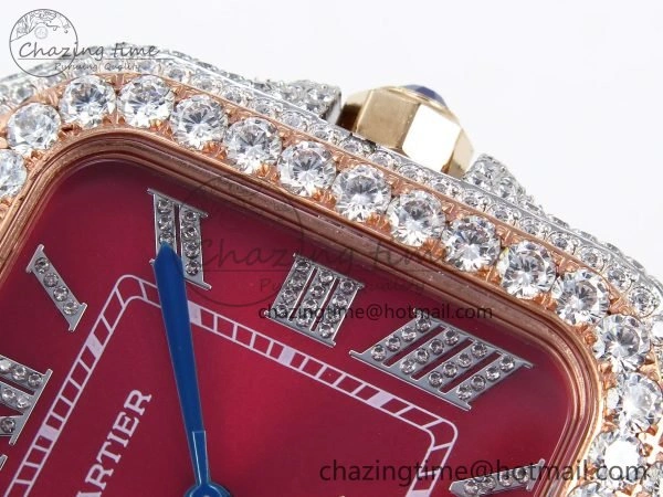 Santos De 40mm TWF 1:1 Best Edition Red Dial 904L SS RG Case and Bracelet A2824