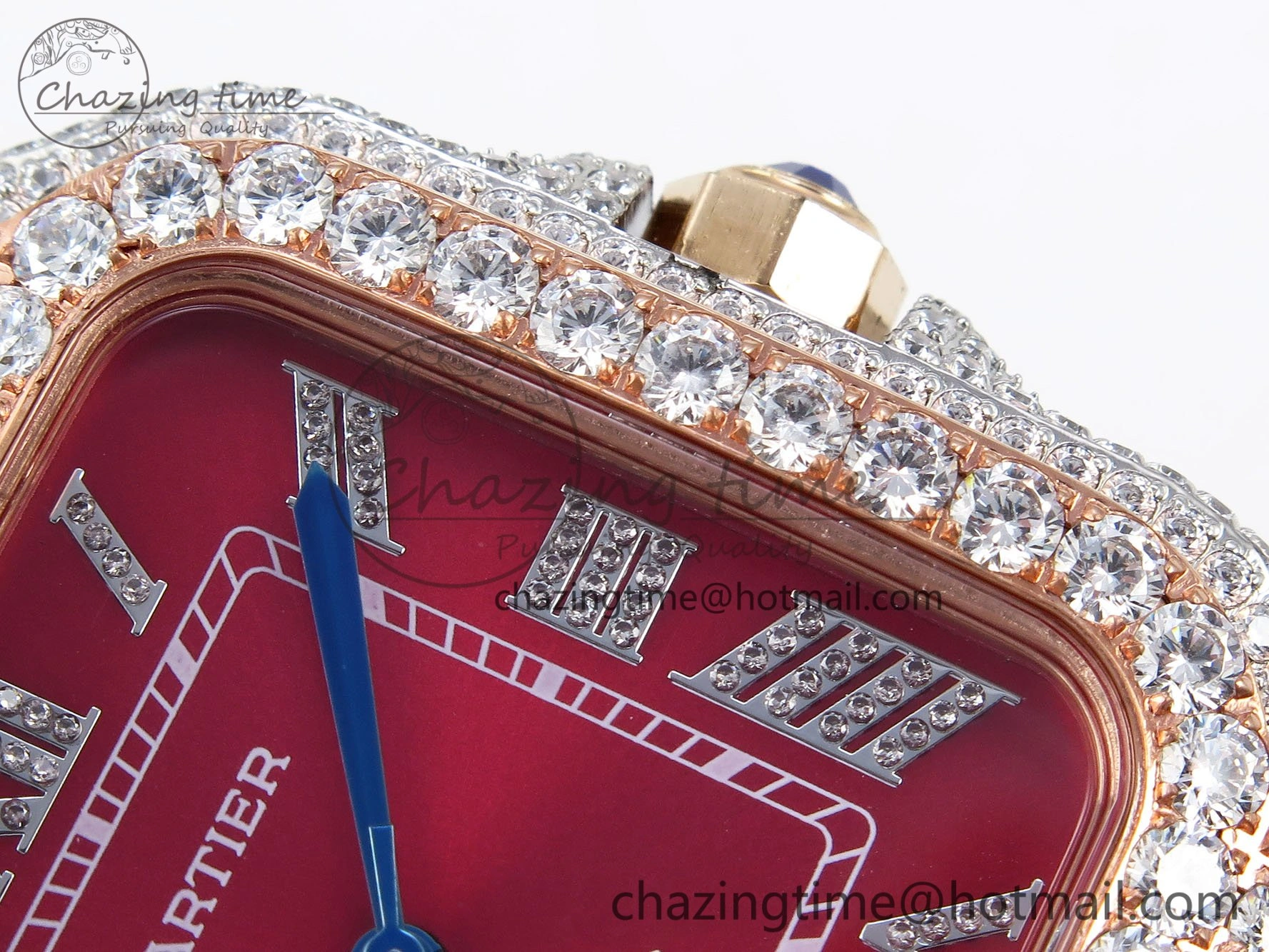 Santos De 40mm TWF 1:1 Best Edition Red Dial 904L SS RG Case and Bracelet A2824