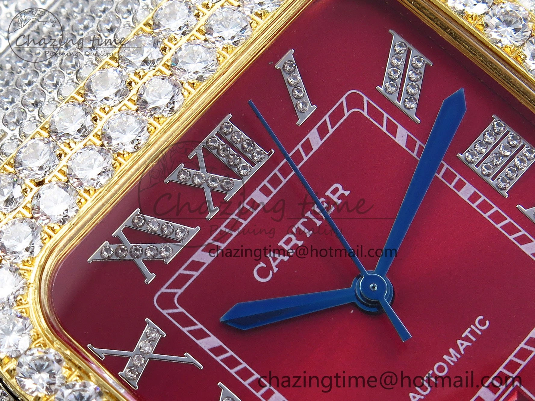 Santos De 40mm TWF 1:1 Best Edition Red Dial 904L SS YG Case and Bracelet A2824