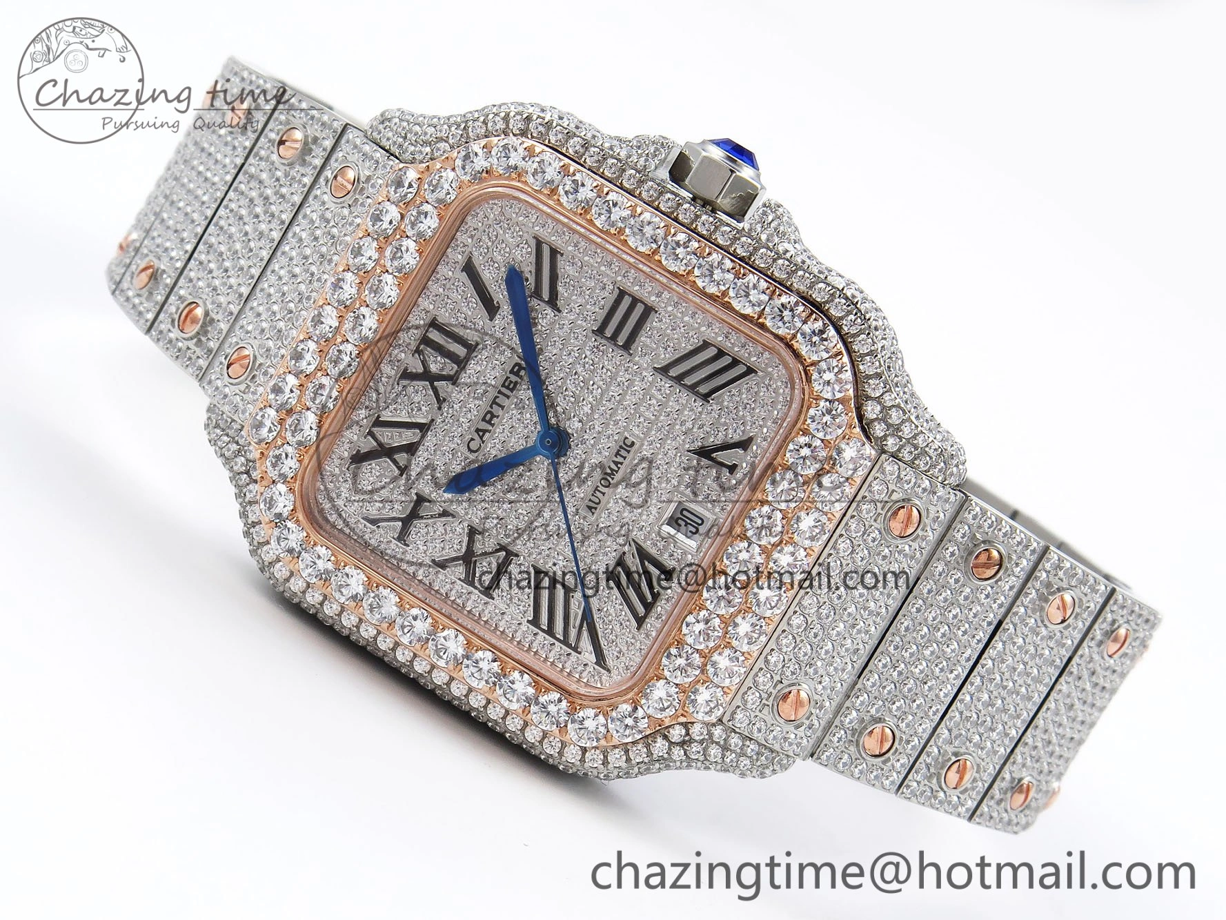Santos De 40mm TWF 1:1 Best Edition SS Dial 904L SS RG Case and Bracelet A2824