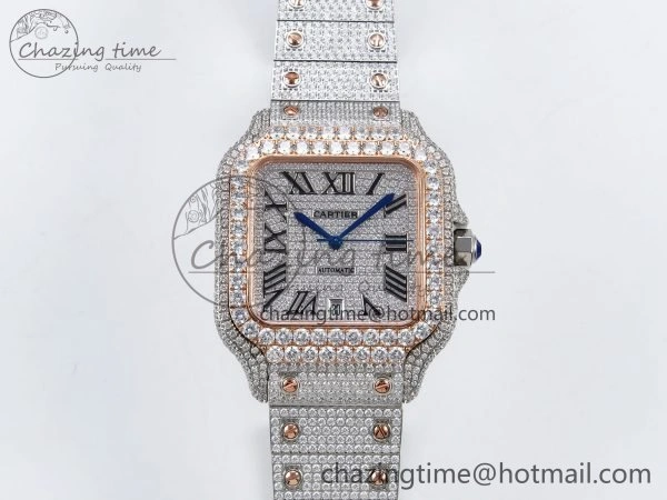 Santos De 40mm TWF 1:1 Best Edition SS Dial 904L SS RG Case and Bracelet A2824