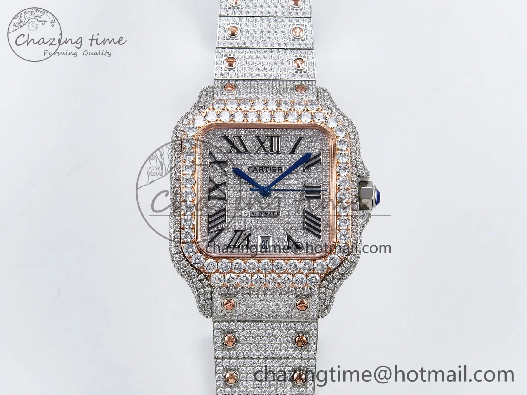 Santos De 40mm TWF 1:1 Best Edition SS Dial 904L SS RG Case and Bracelet A2824