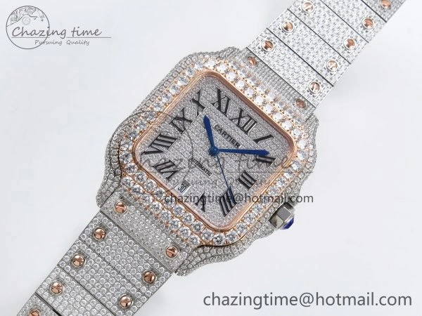 Santos De 40mm TWF 1:1 Best Edition SS Dial 904L SS RG Case and Bracelet A2824
