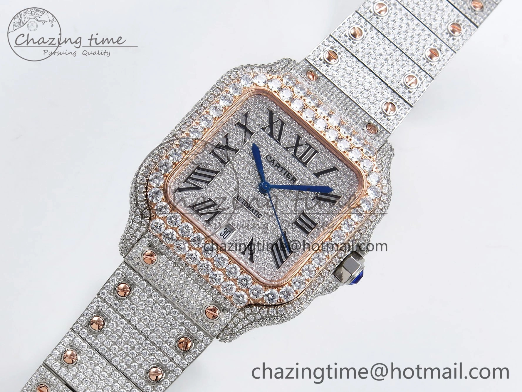 Santos De 40mm TWF 1:1 Best Edition SS Dial 904L SS RG Case and Bracelet A2824
