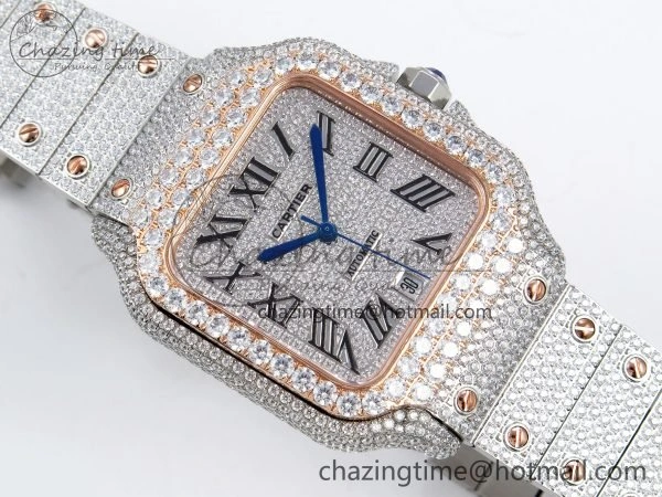 Santos De 40mm TWF 1:1 Best Edition SS Dial 904L SS RG Case and Bracelet A2824