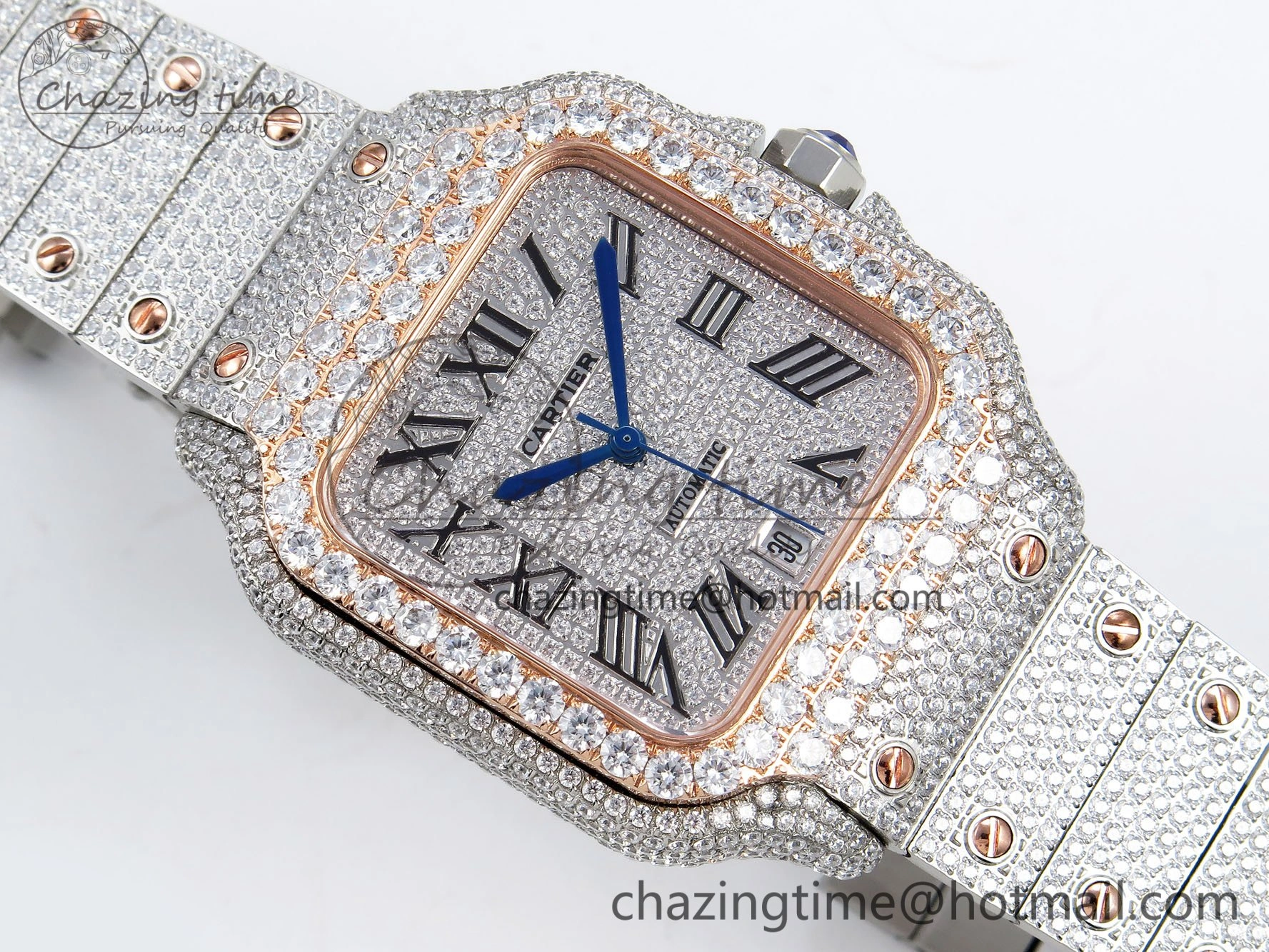 Santos De 40mm TWF 1:1 Best Edition SS Dial 904L SS RG Case and Bracelet A2824