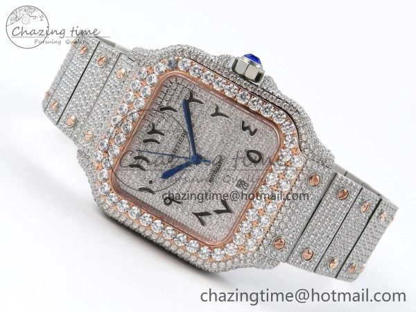Santos De 40mm TWF 1:1 Best Edition SS Dial 904L SS RG Case and Bracelet A2824