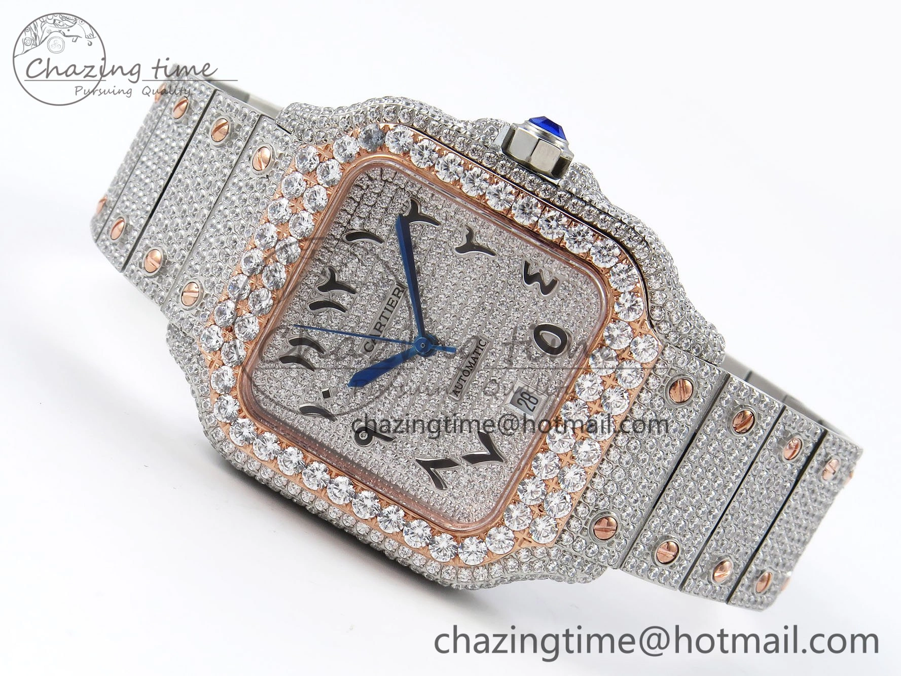 Santos De 40mm TWF 1:1 Best Edition SS Dial 904L SS RG Case and Bracelet A2824