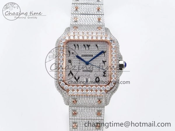 Santos De 40mm TWF 1:1 Best Edition SS Dial 904L SS RG Case and Bracelet A2824