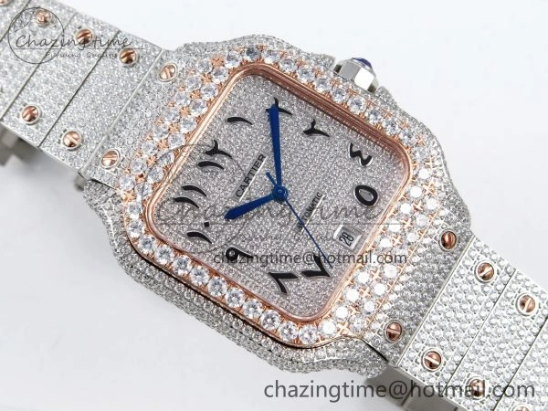 Santos De 40mm TWF 1:1 Best Edition SS Dial 904L SS RG Case and Bracelet A2824