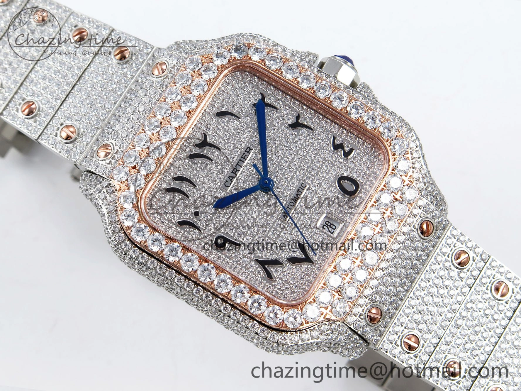 Santos De 40mm TWF 1:1 Best Edition SS Dial 904L SS RG Case and Bracelet A2824