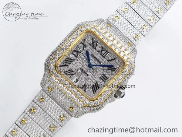 Santos De 40mm TWF 1:1 Best Edition SS Dial 904L SS YG Case and Bracelet A2824