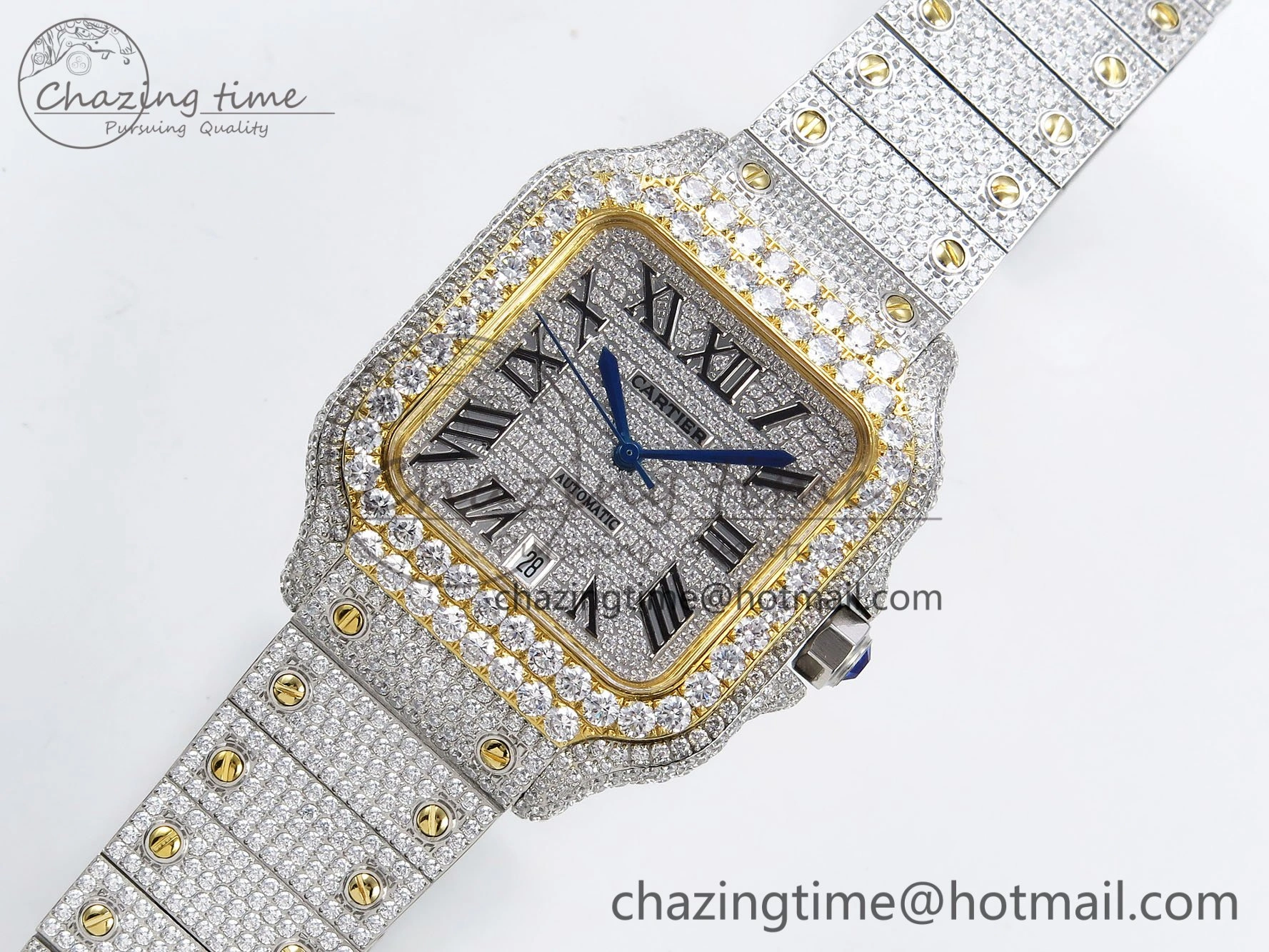 Santos De 40mm TWF 1:1 Best Edition SS Dial 904L SS YG Case and Bracelet A2824