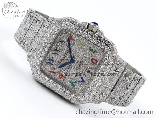 Santos De 40mm TWF 1:1 Best Edition SS Rainbow Dial 904L SS Case and Bracelet A2824