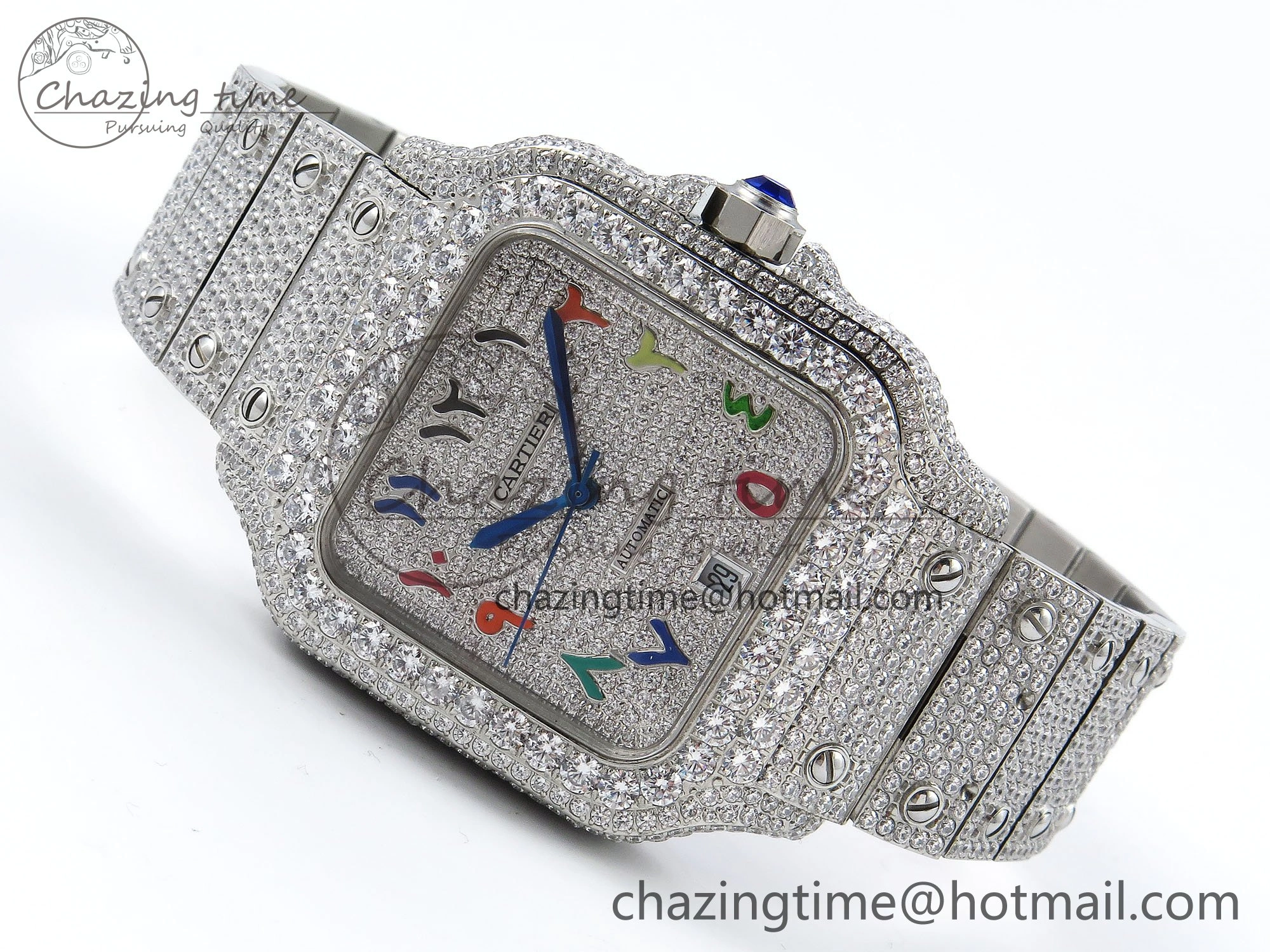 Santos De 40mm TWF 1:1 Best Edition SS Rainbow Dial 904L SS Case and Bracelet A2824