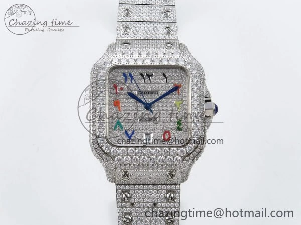 Santos De 40mm TWF 1:1 Best Edition SS Rainbow Dial 904L SS Case and Bracelet A2824