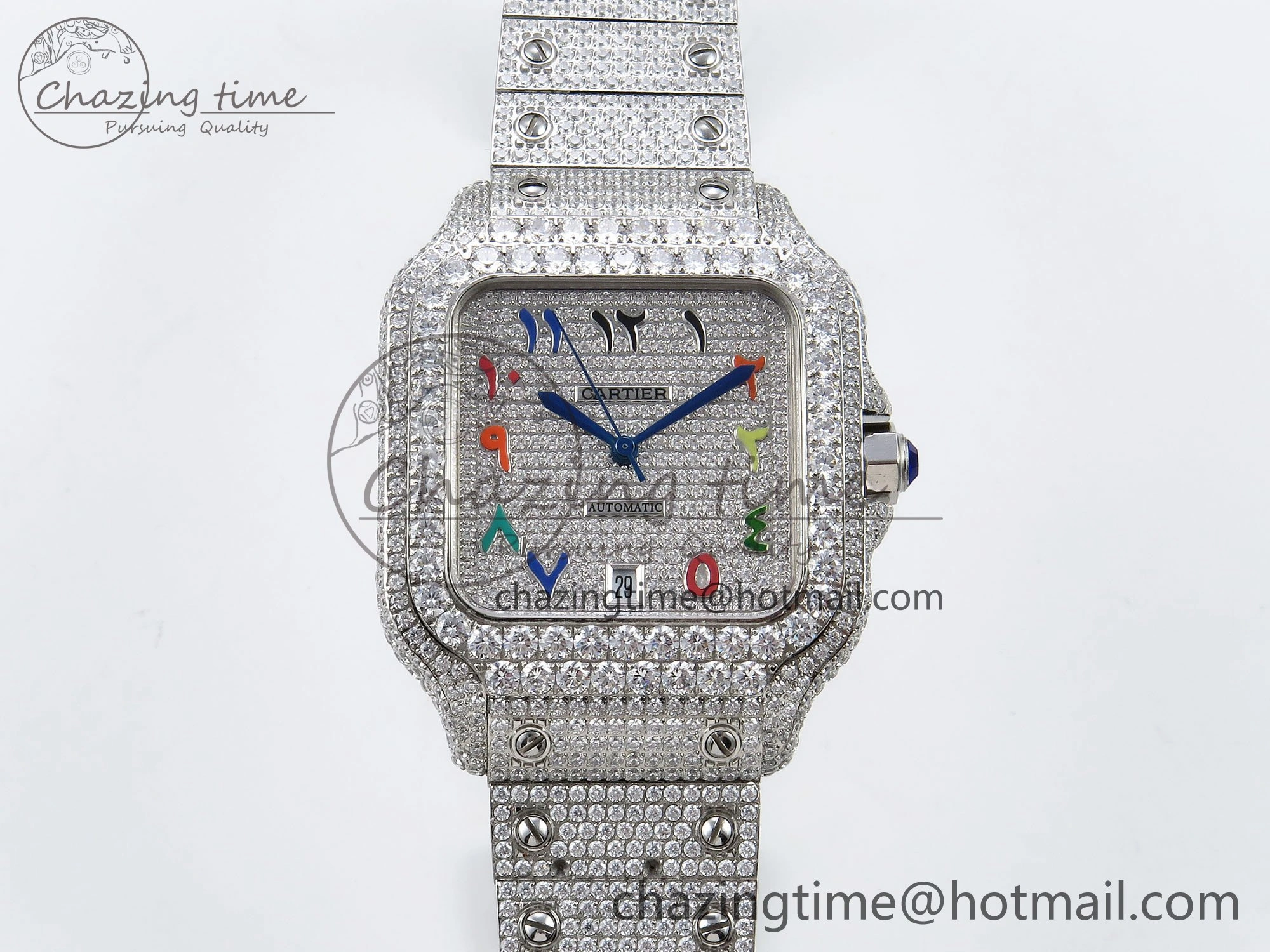Santos De 40mm TWF 1:1 Best Edition SS Rainbow Dial 904L SS Case and Bracelet A2824