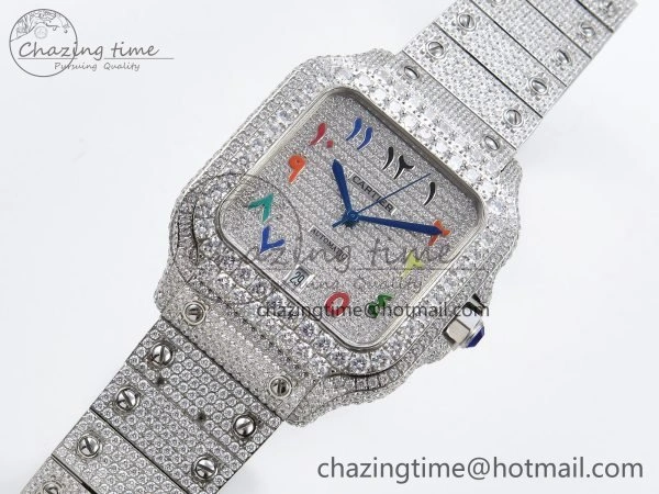 Santos De 40mm TWF 1:1 Best Edition SS Rainbow Dial 904L SS Case and Bracelet A2824