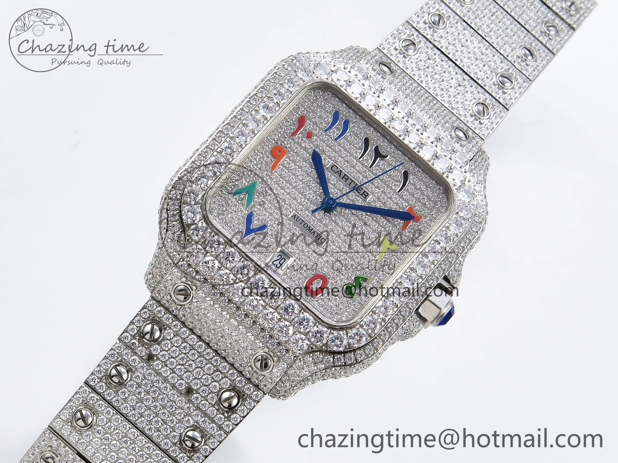 Santos De 40mm TWF 1:1 Best Edition SS Rainbow Dial 904L SS Case and Bracelet A2824