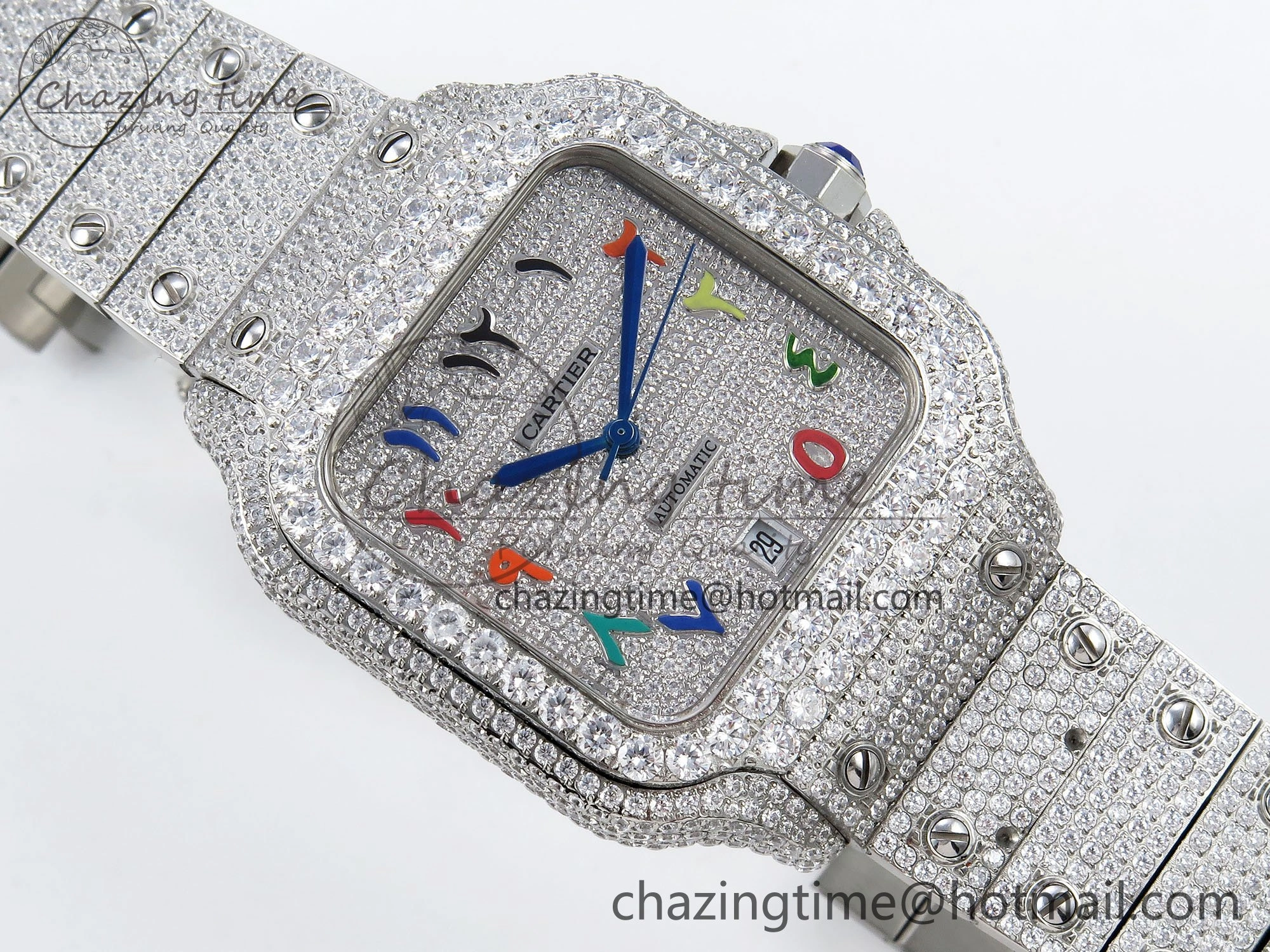 Santos De 40mm TWF 1:1 Best Edition SS Rainbow Dial 904L SS Case and Bracelet A2824