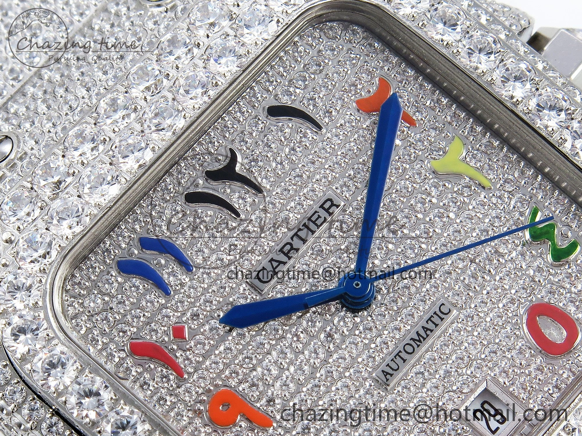 Santos De 40mm TWF 1:1 Best Edition SS Rainbow Dial 904L SS Case and Bracelet A2824