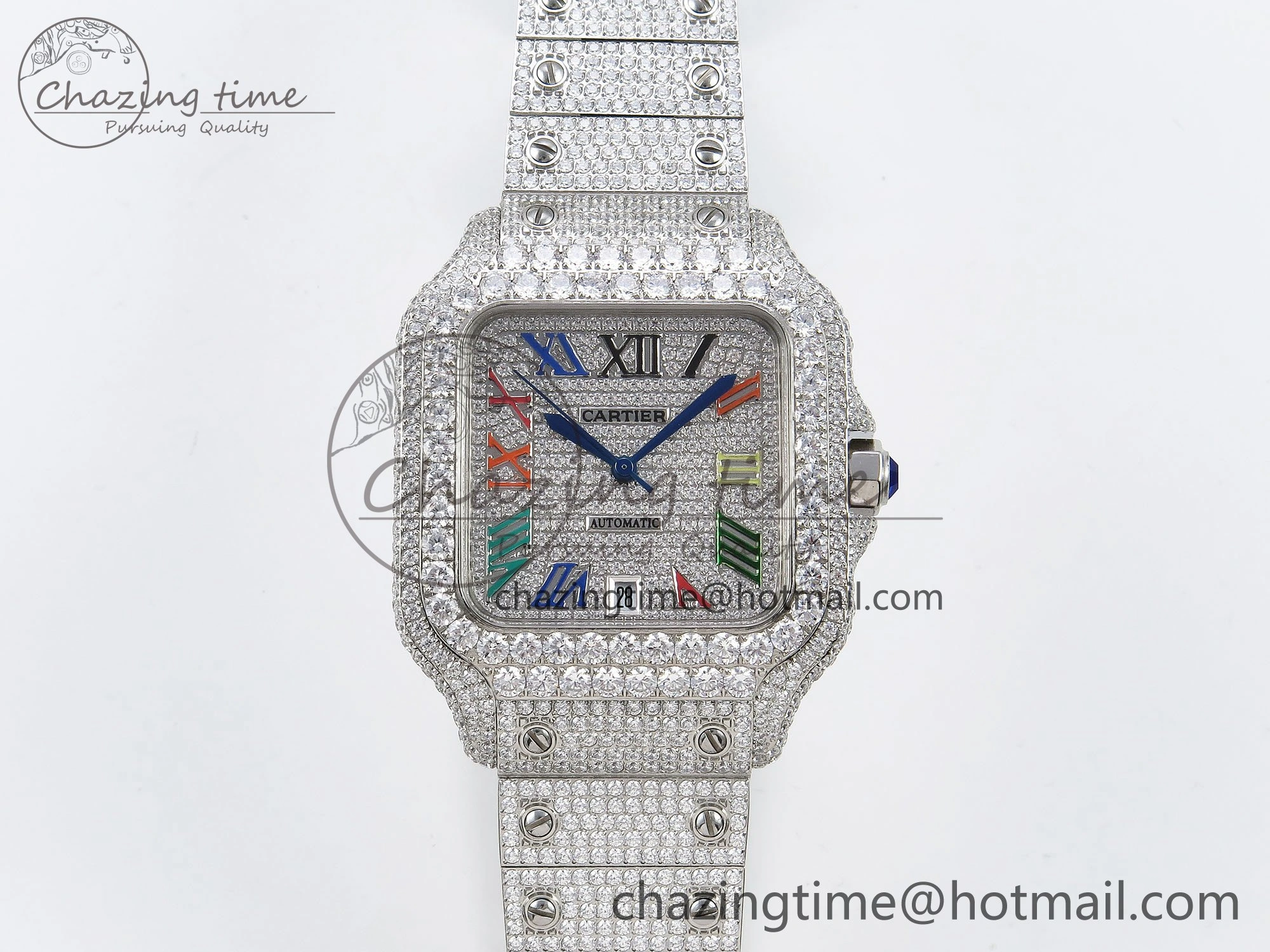 Santos De 40mm TWF 1:1 Best Edition SS Rainbow Dial 904L SS Case and Bracelet A2824
