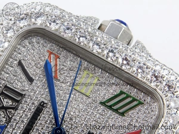 Santos De 40mm TWF 1:1 Best Edition SS Rainbow Dial 904L SS Case and Bracelet A2824