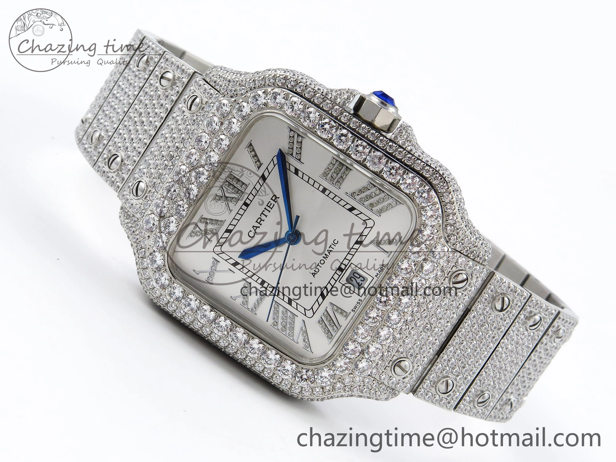 Santos De 40mm TWF 1:1 Best Edition White Dial 904L SS Case and Bracelet A2824