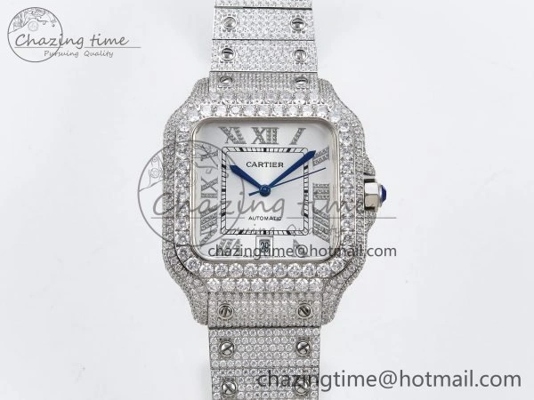 Santos De 40mm TWF 1:1 Best Edition White Dial 904L SS Case and Bracelet A2824