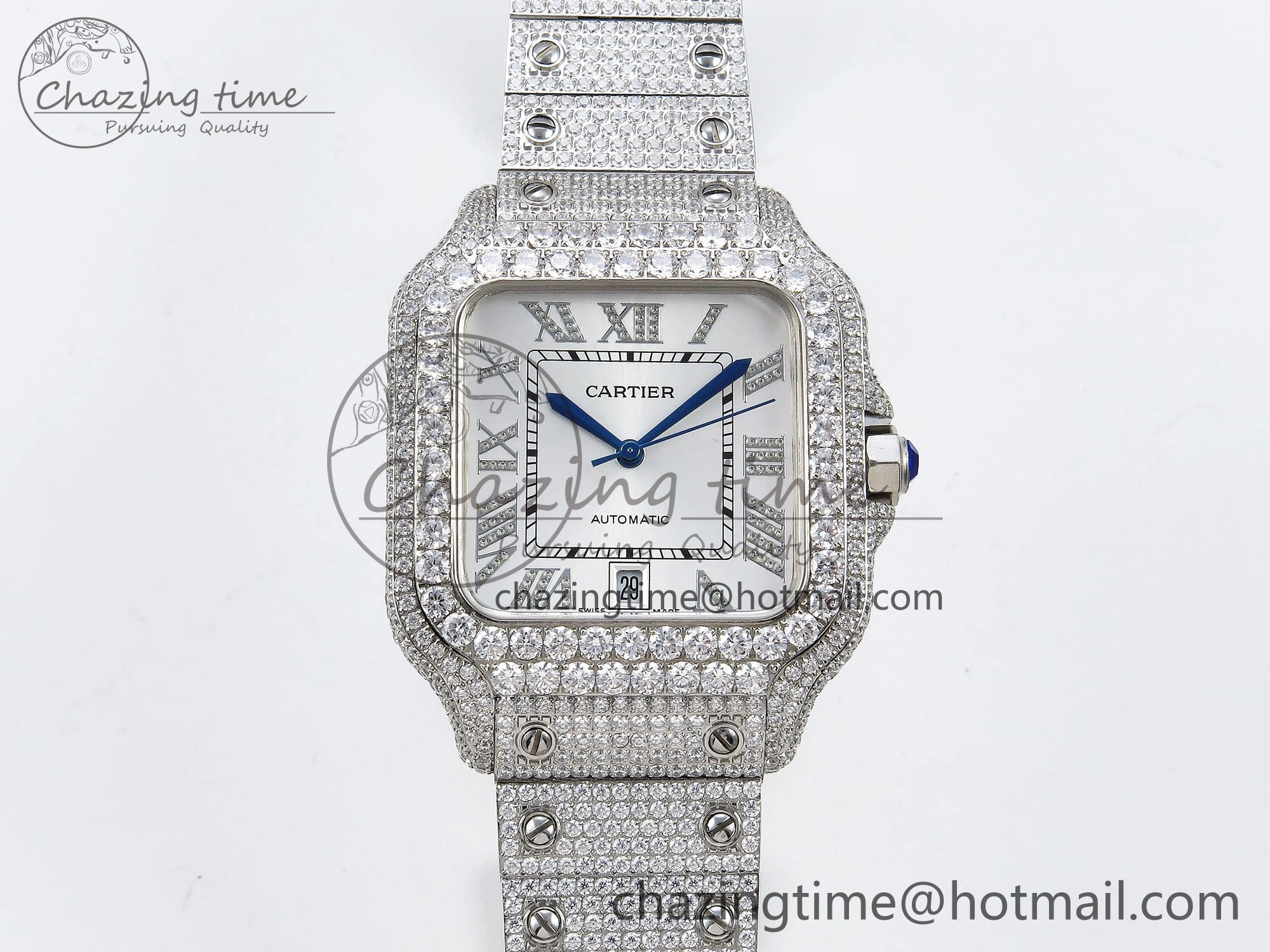 Santos De 40mm TWF 1:1 Best Edition White Dial 904L SS Case and Bracelet A2824