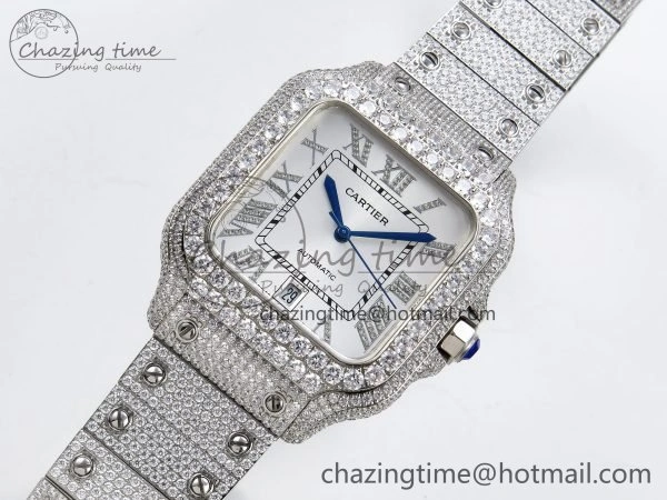 Santos De 40mm TWF 1:1 Best Edition White Dial 904L SS Case and Bracelet A2824