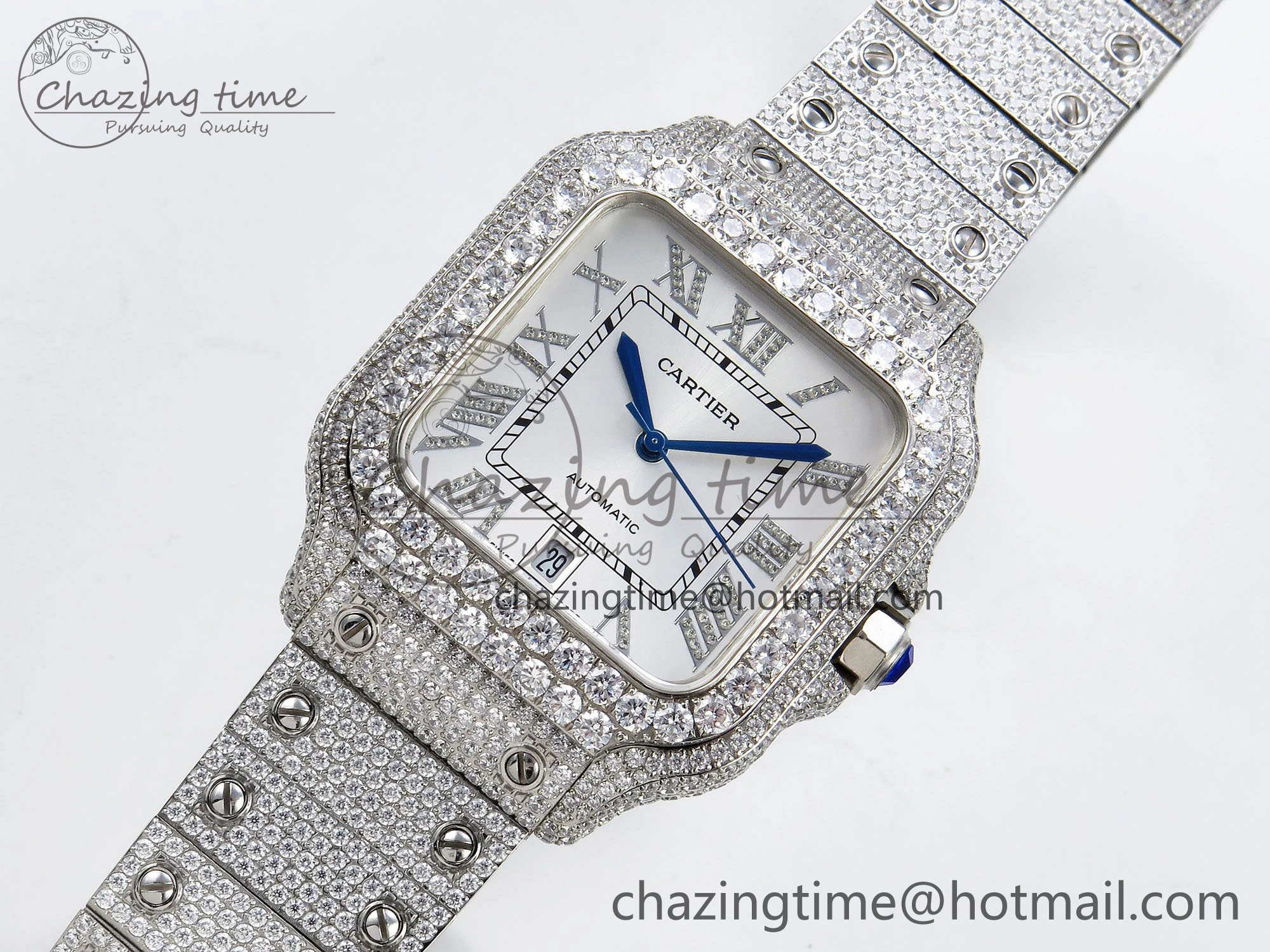 Santos De 40mm TWF 1:1 Best Edition White Dial 904L SS Case and Bracelet A2824