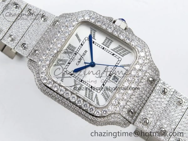 Santos De 40mm TWF 1:1 Best Edition White Dial 904L SS Case and Bracelet A2824