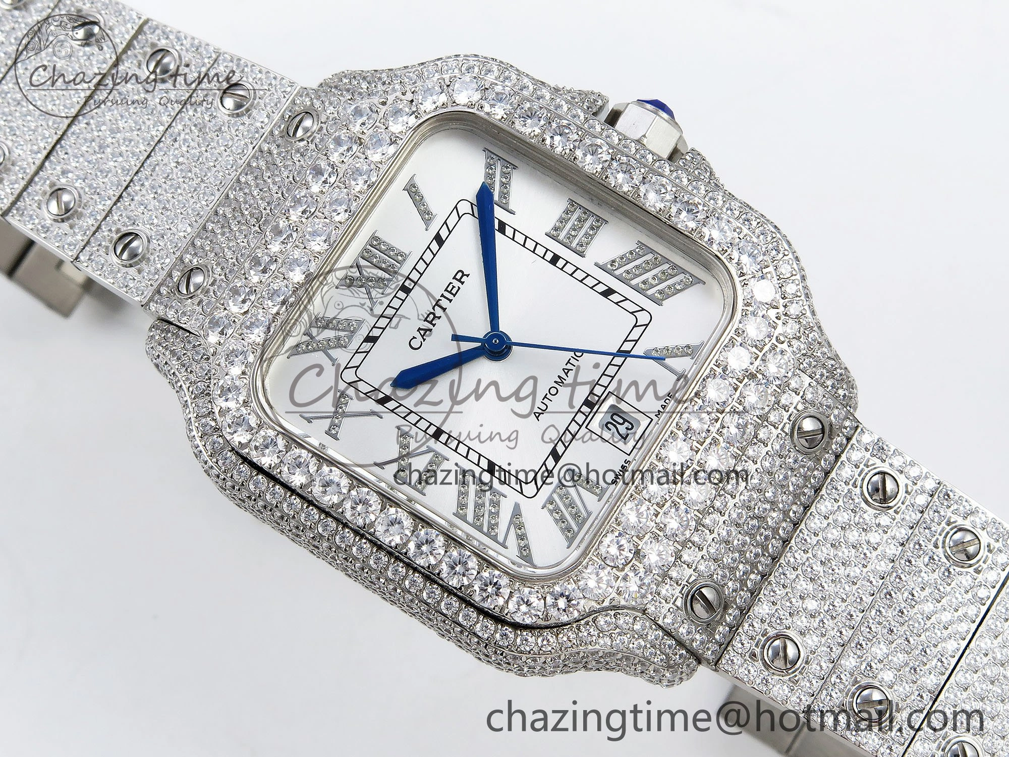 Santos De 40mm TWF 1:1 Best Edition White Dial 904L SS Case and Bracelet A2824