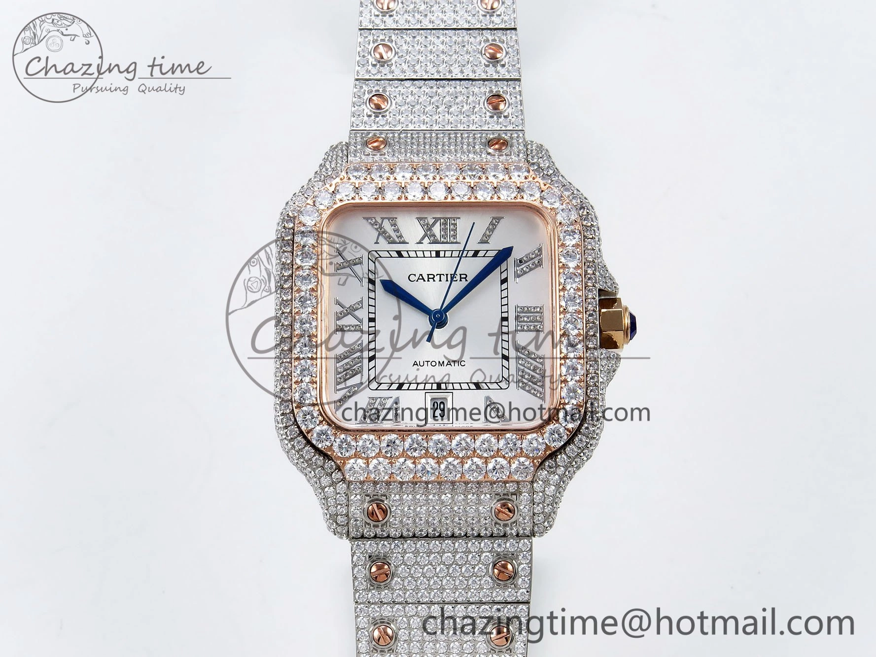 Santos De 40mm TWF 1:1 Best Edition White Dial 904L SS RG Case and Bracelet A2824