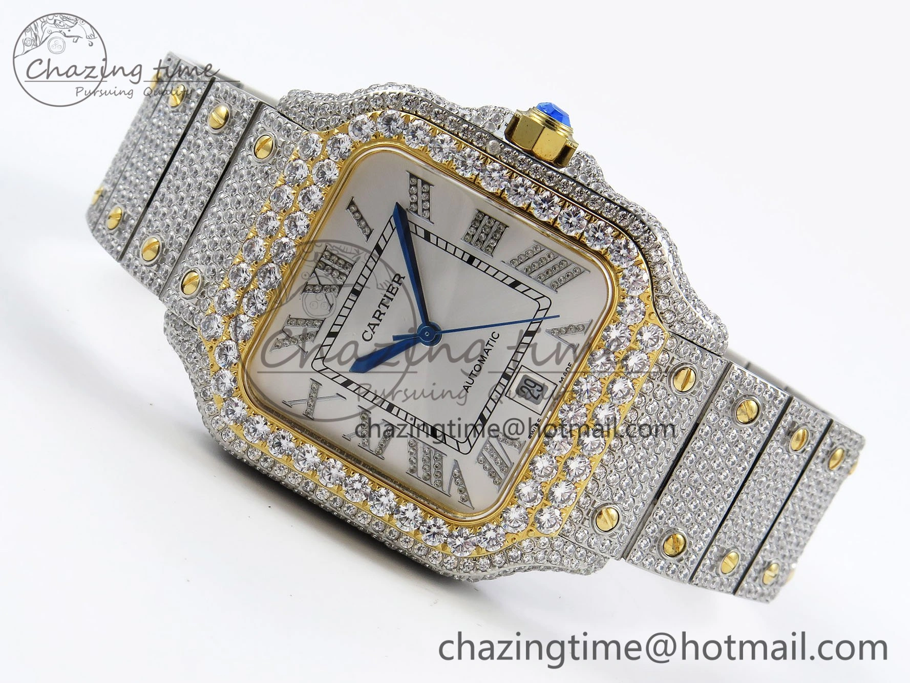 Santos De 40mm TWF 1:1 Best Edition White Dial 904L SS YG Case and Bracelet A2824