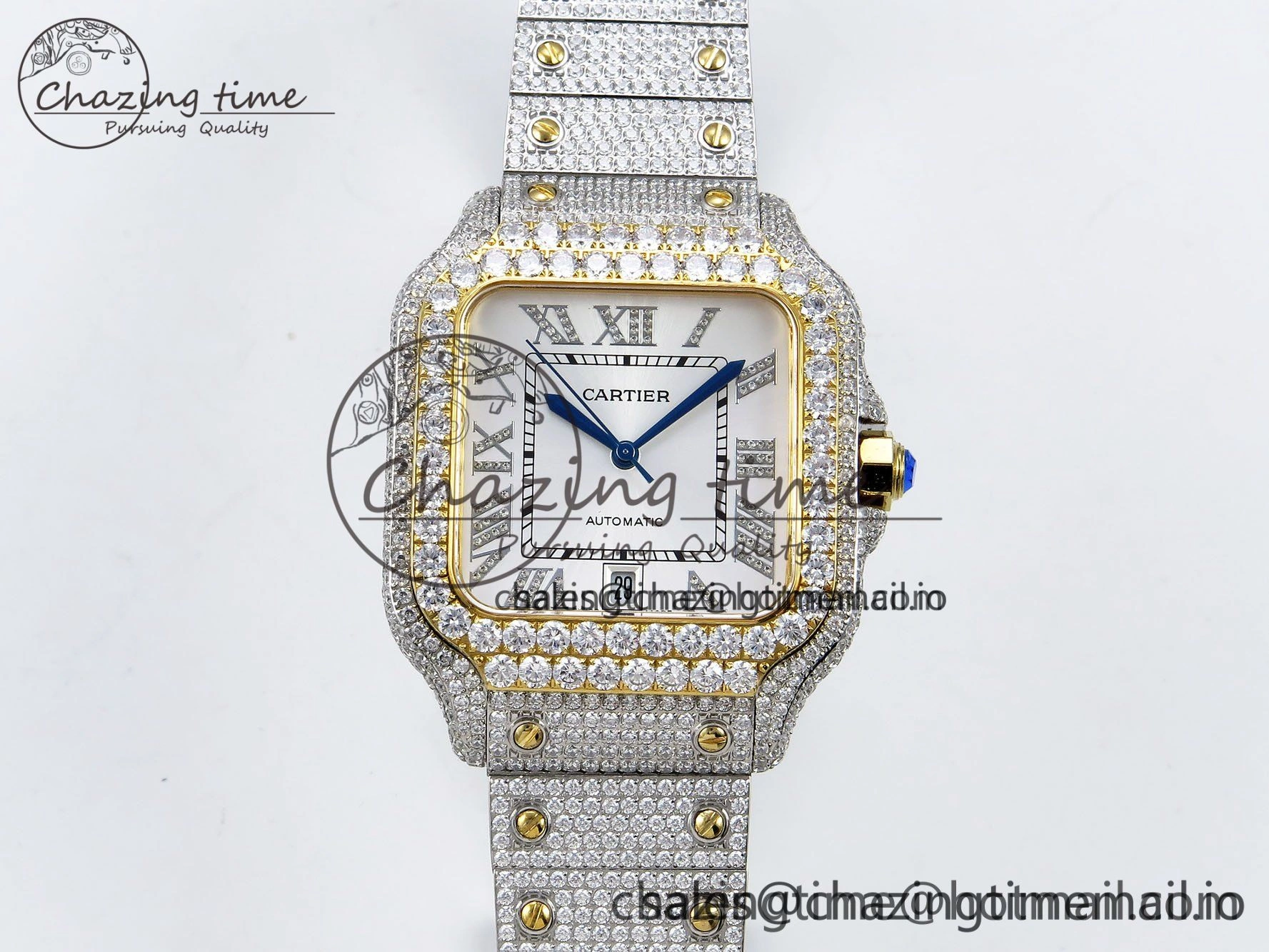 Santos De 40mm TWF 1:1 Best Edition White Dial 904L SS YG Case and Bracelet A2824