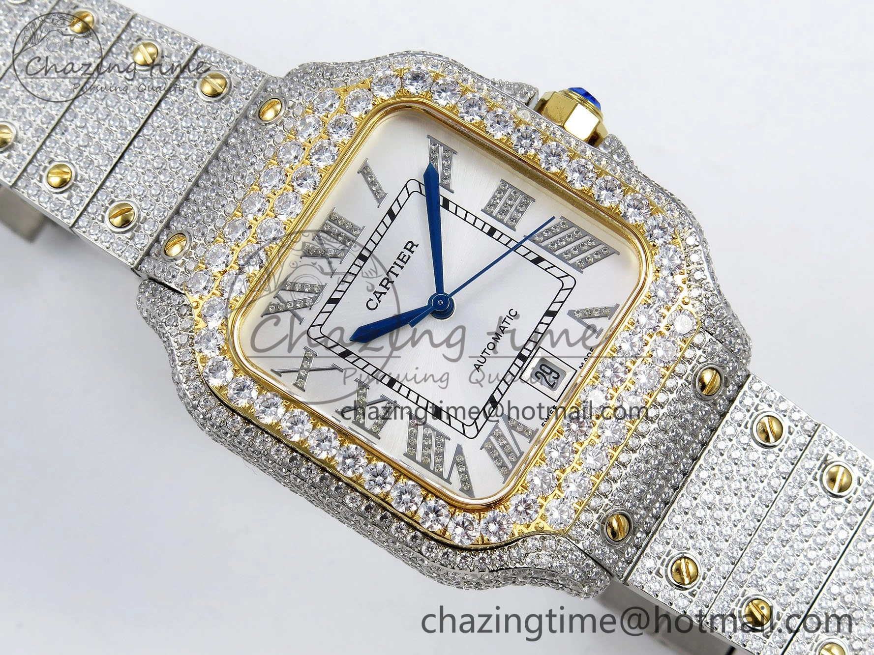 Santos De 40mm TWF 1:1 Best Edition White Dial 904L SS YG Case and Bracelet A2824