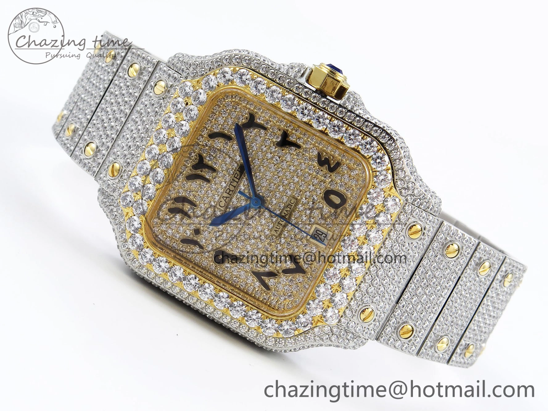 Santos De 40mm TWF 1:1 Best Edition YG Dial 904L SS YG Case and Bracelet A2824