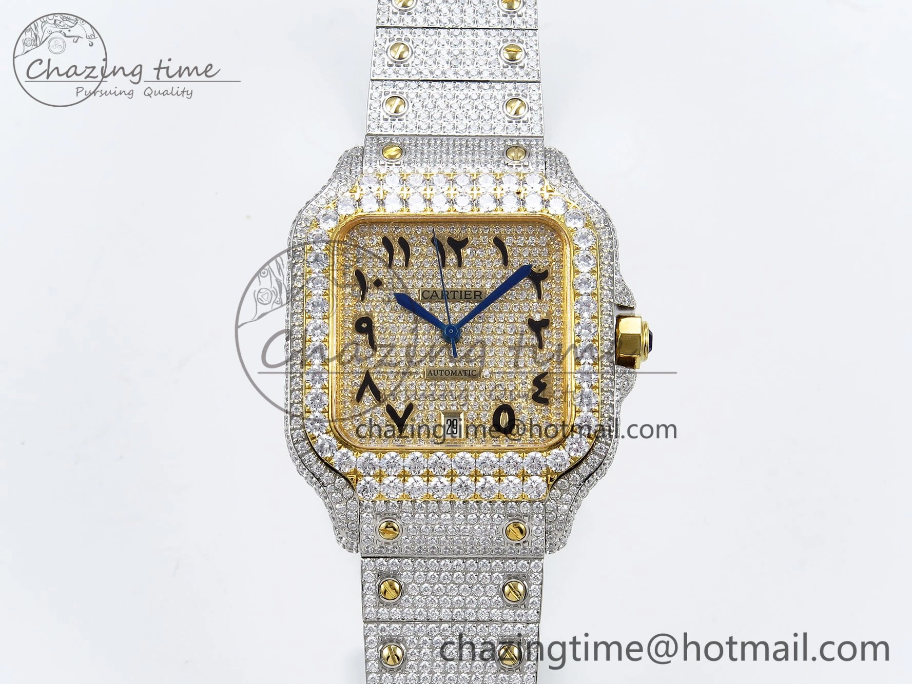 Santos De 40mm TWF 1:1 Best Edition YG Dial 904L SS YG Case and Bracelet A2824