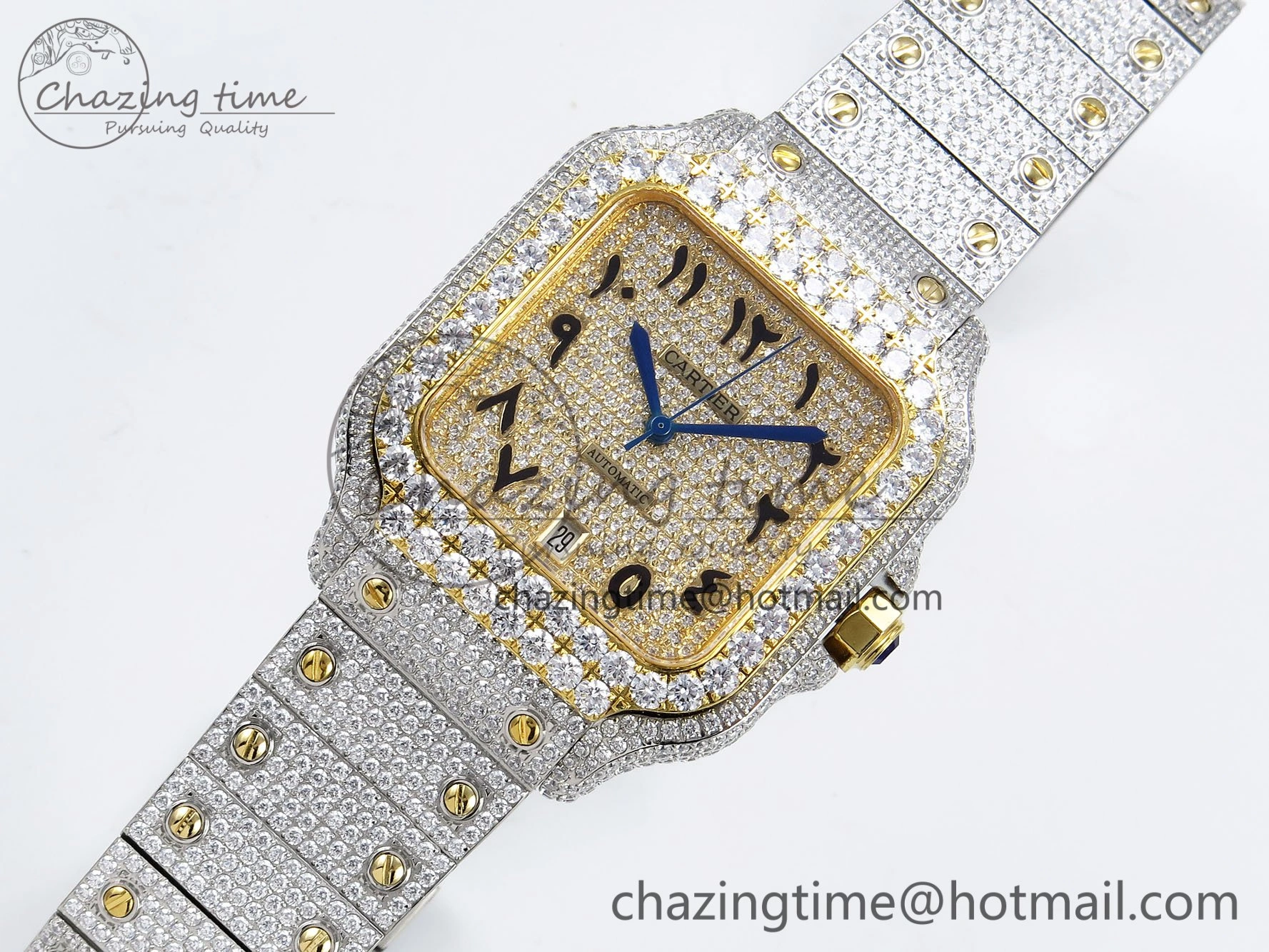 Santos De 40mm TWF 1:1 Best Edition YG Dial 904L SS YG Case and Bracelet A2824