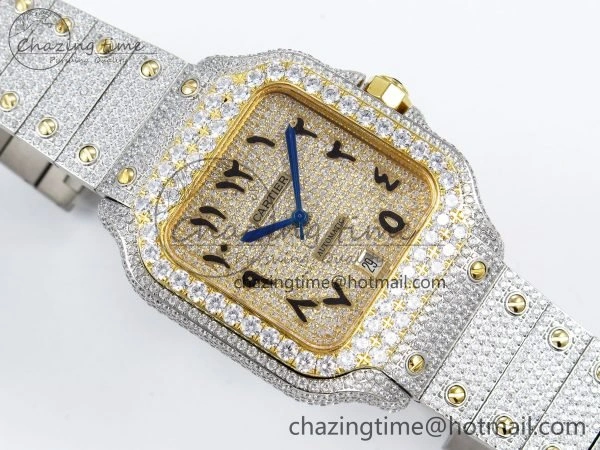 Santos De 40mm TWF 1:1 Best Edition YG Dial 904L SS YG Case and Bracelet A2824
