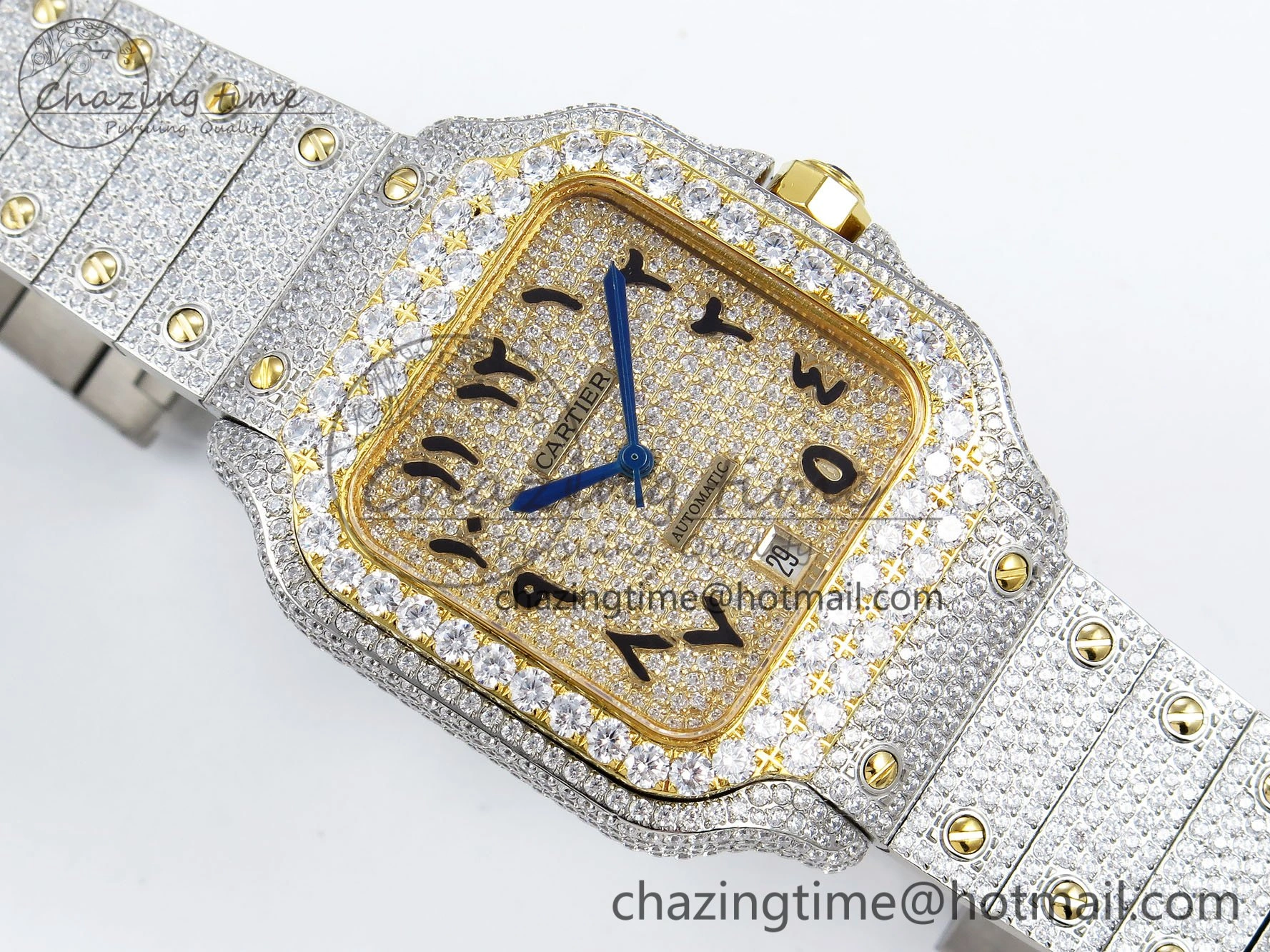 Santos De 40mm TWF 1:1 Best Edition YG Dial 904L SS YG Case and Bracelet A2824