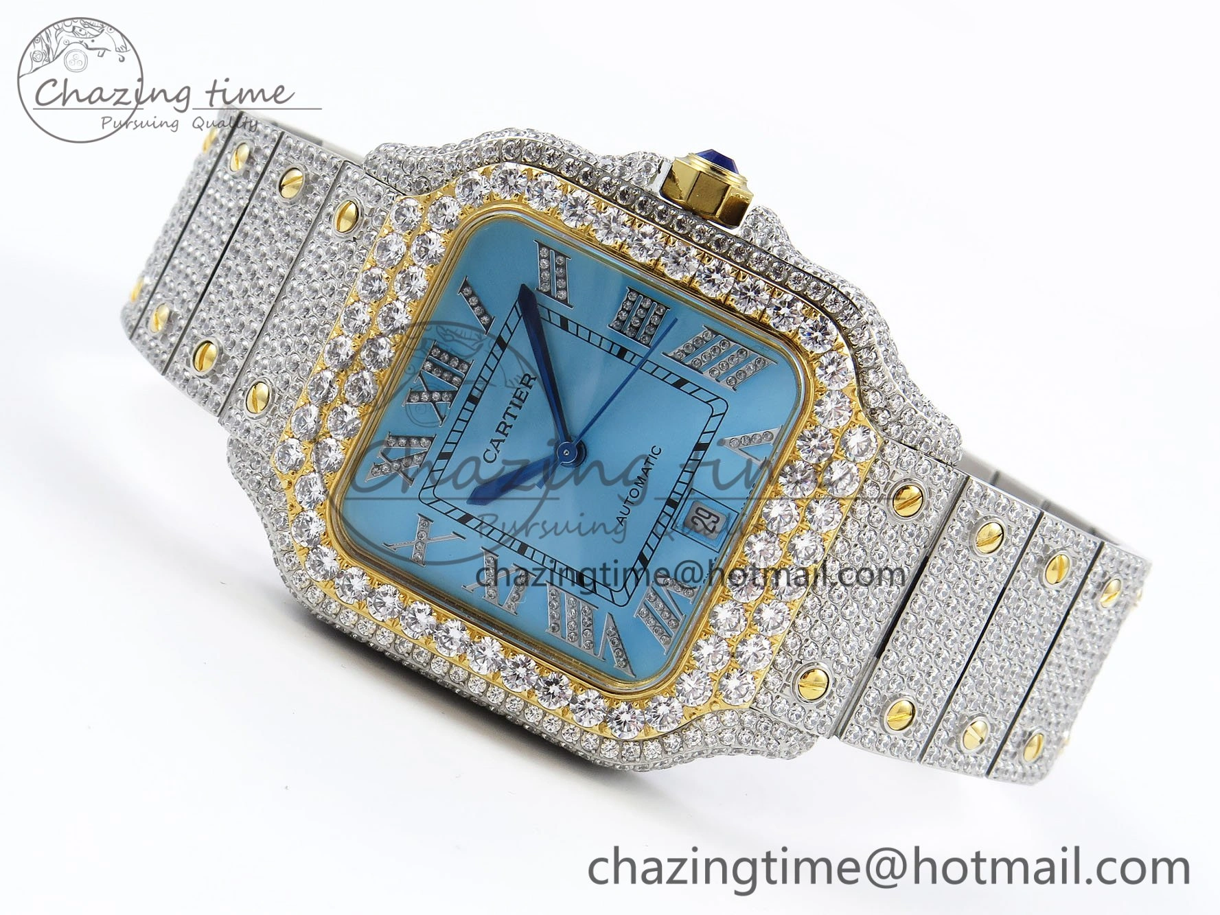 Santos De 40mm TWF 1:1 Best Edition YG Dial 904L SS YG Case and Bracelet A2824