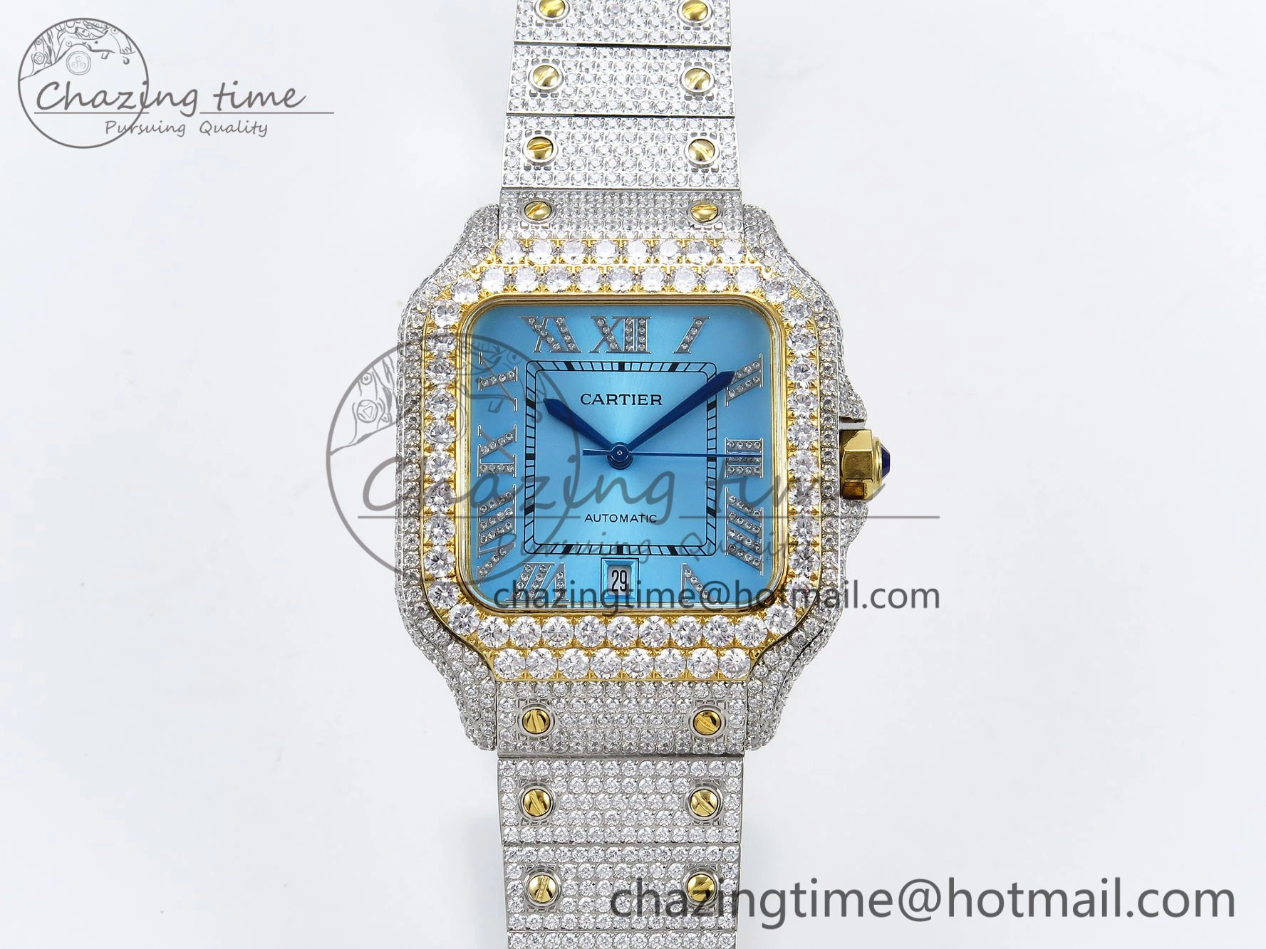 Santos De 40mm TWF 1:1 Best Edition YG Dial 904L SS YG Case and Bracelet A2824