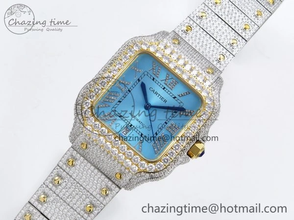 Santos De 40mm TWF 1:1 Best Edition YG Dial 904L SS YG Case and Bracelet A2824