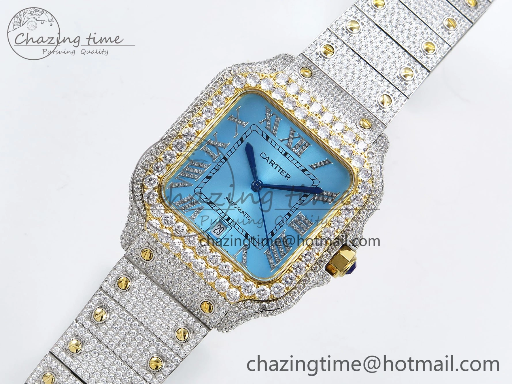Santos De 40mm TWF 1:1 Best Edition YG Dial 904L SS YG Case and Bracelet A2824