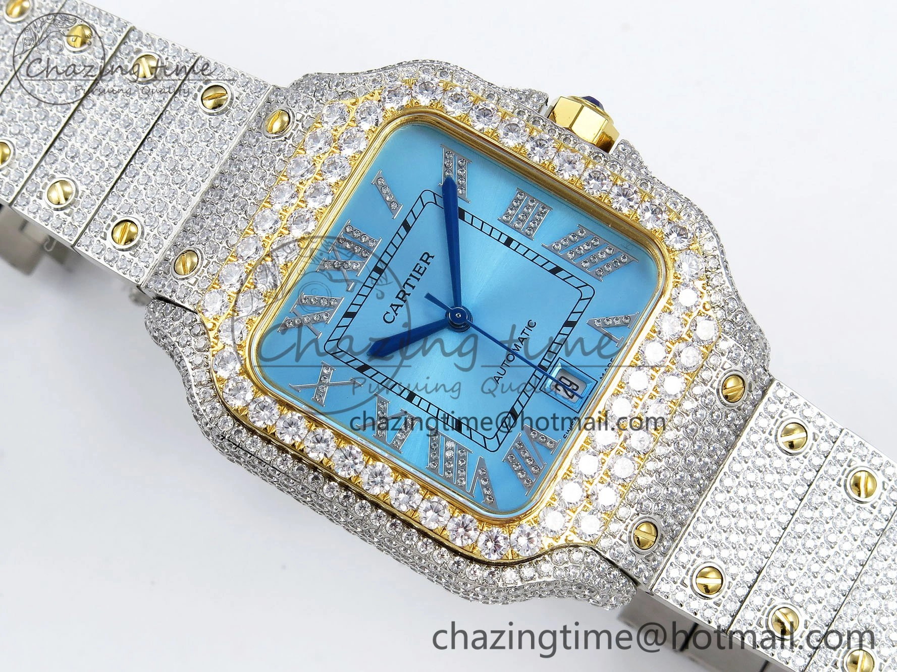 Santos De 40mm TWF 1:1 Best Edition YG Dial 904L SS YG Case and Bracelet A2824