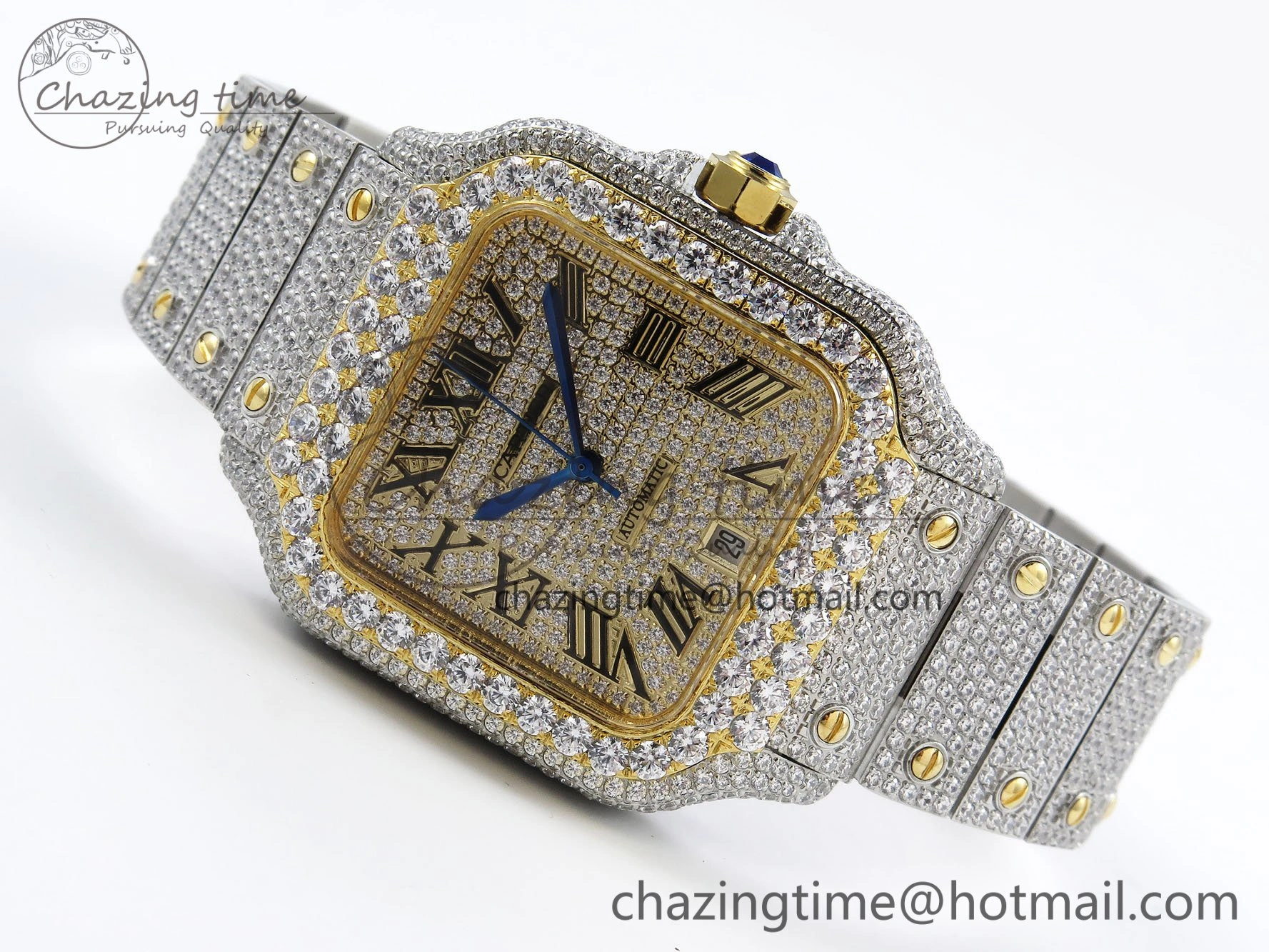 Santos De 40mm TWF 1:1 Best Edition YG Dial 904L SS YG Case and Bracelet A2824