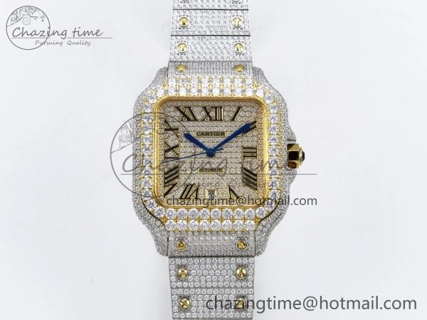 Santos De 40mm TWF 1:1 Best Edition YG Dial 904L SS YG Case and Bracelet A2824